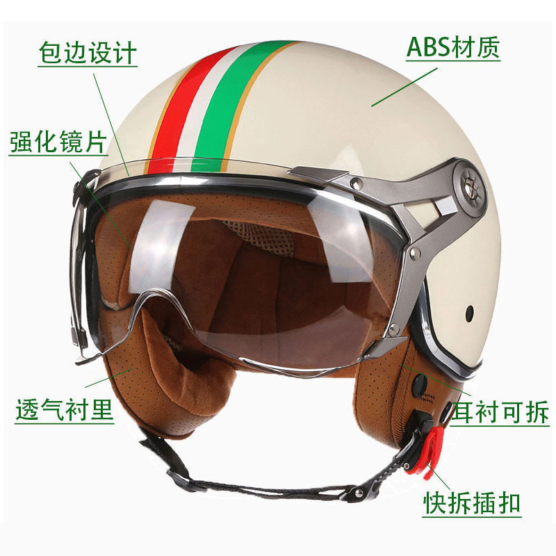 DOT Open Face 3/4 Motorcycle R - огляд і ціна Vintage Open Face Retro Helmet