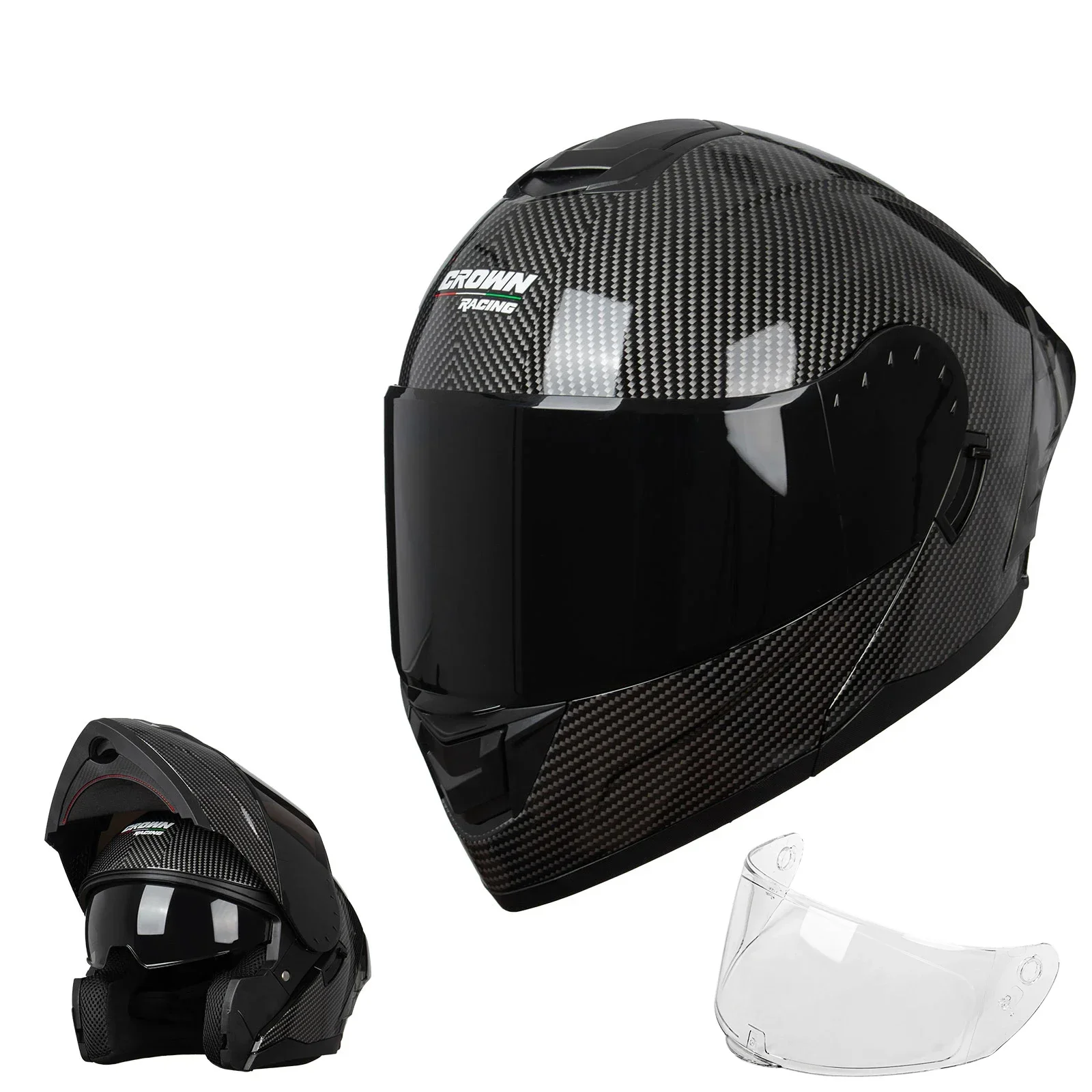 Crown Racing FL900 Modular Mot - огляд і ціна Dual Visor Motorcycle Racing Helmet