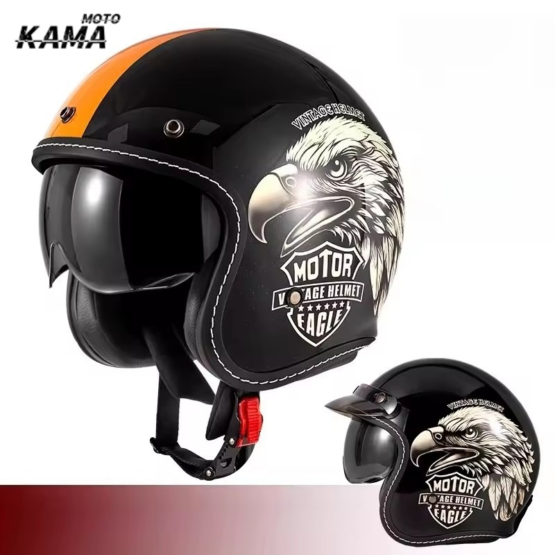 HOT Open Face Motorcycle Helme - огляд і ціна Vintage Open Face Retro Helmet